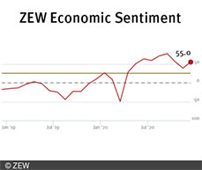 The ZEW Indicator of Economic Sentiment Stands at 55.0 Points