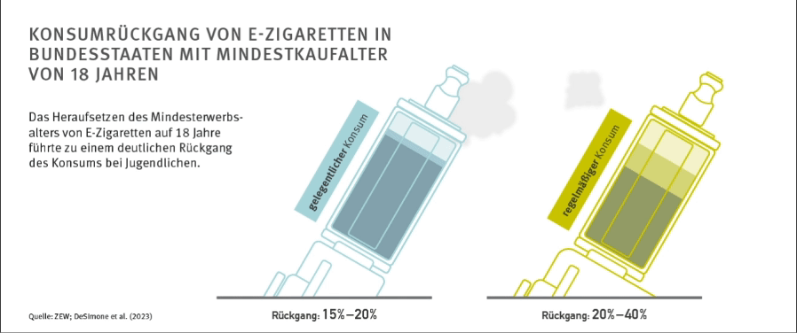 ZEW-Wissenschaftler zeigt: Das Heraufsetzen des Mindestalters bei E-Zigaretten hält Jugendliche unter 18 Jahren vom Dampfen ab 