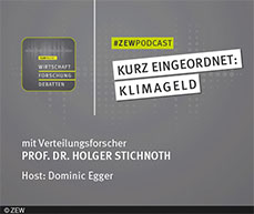 The new podcast format gives brief economic insights into current debates. In the first episode, podcast host Dominic Egger talks to ZEW redistribution expert Holger Stichnoth about climate income.